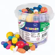 PlayBox: Bunter Holzperlen-Set zum Auffädeln im Eimer 190g