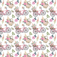 Rosa Geschenkpapier mit Fahrradmuster 100 x 70 cm