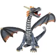 Silberner sitzender Drachen Spielzeugfigur - Bullyland