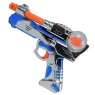 Space Warrior: Elektrische, chromfarbene Weltraumwaffe mit Licht und Ton, 24 cm