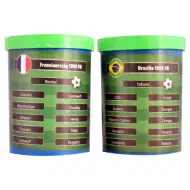 Spiele das Finale der Fußball-WM 1998 nach! Frankreich-Brasilien Tischfußball-Set mit Geschenkteam.