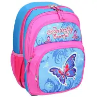 Spirit: Ergonomischer Schulranzen mit Schmetterlingsmuster in Rosa-Blau mit 4 Fächern