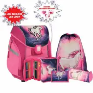 Spirit: Magisches Einhorn 3D-Muster ergonomisches 5-teiliges Schulranzen-Set mit LED-Beleuchtung 34x22x41cm
