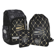 Spirit: Schultasche/Rucksack mit Basketballmuster, 4-teiliges Set, 32×19×44 cm