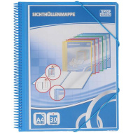 Spirit: Spiralgebundene blaue Präsentationsmappe mit 30 Taschen, A4-Format