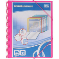 Spirit: spiralgebundene pinke Präsentationsmappe, 30 Taschen, A4-Format