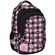 St.Right rosa-schwarzer Schulrucksack mit Herzmuster, Rucksack BP26 39x27x17 cm