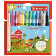 Stabilo: Trio Jumbo, 12er-Set bunter Filzstifte