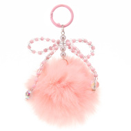 Tasche mit Pompon und perlenbesetzter Schleife - rosa