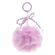 Tasche mit Pompon und perlenverzierter Schleife - lila