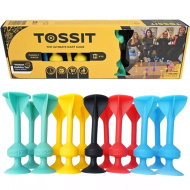 Tossit Family Pack – Darts-Gesellschaftsspiel mit roten, türkisen, blauen und gelben Saugnapfpfeilen