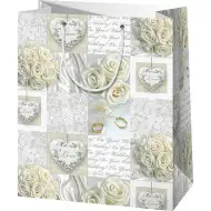 Weiße Hochzeitgeschenktasche 11x6x14cm