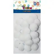 Weißes Pompon-Set 15mm 60 Stück