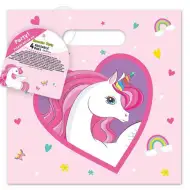 Wiederverwendbare Geschenktasche mit Einhornmuster, 4er-Set