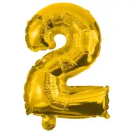 Zahlreiche Folienballons in Goldfarbe – Zahl 2, 86 cm