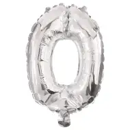 Zahlreiche Folienballons in Silber – Zahl 0, 86 cm