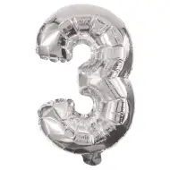 Zahlreiche Folienballons in Silber – Zahl 3, 86 cm
