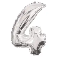 Zahlreiche Folienballons in Silber – Zahl 4, 86 cm
