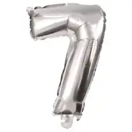 Zahlreiche Folienballons in Silber – Zahl 7, 86 cm