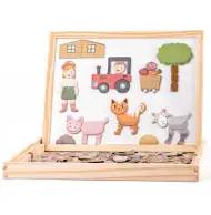 Zweiseitiges Magnettafel-Set mit Tiermotiven und Holzrahmen - Woodyland