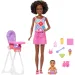 Barbie-Puppe im rosa Kleid Babysitter-Spielset – Mattel