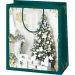 Exklusive Geschenktasche mit Weihnachtsbaum-Muster, große Größe 27x14x33cm