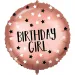 Folienballon zum Geburtstag – mit der Aufschrift "Birthday Girl", roségold mit Sternen, 46 cm