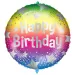 Geburtstags-Folienballon – mit „Happy Birthday“-Aufschrift, regenbogenfarbigem Sternenmuster, 46 cm