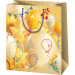 Große, goldfarbene Geschenktasche mit Luftballonmuster, 26 x 13 x 33 cm