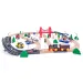 Holzeisenbahn-Set mit Eisenbahnbrücke und batteriebetriebener Lokomotive - Woodyland