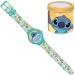 Luna: Analoge Armbanduhr mit Disney‑Stitch‑Motiv in einer Metall‑Geschenkbox