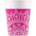 Mandala fuchsia-weiße Pappbecher 8er-Set 200ml