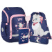 Spirit: Weißer Schulranzen mit Katzenmotiv, 4-teiliges Set, 32 x 19 x 44 cm