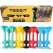 Tossit Family Pack – Darts-Gesellschaftsspiel mit roten, türkisen, blauen und gelben Saugnapfpfeilen