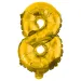 Zahlreiche Folienballons in Goldfarbe – Zahl 8, 86 cm