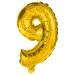 Zahlreiche Folienballons in Goldfarbe – Zahl 9, 32 cm