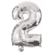 Zahlreiche Folienballons in Silber – Zahl 2, 86 cm