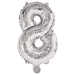 Zahlreiche Folienballons in Silber – Zahl 8, 86 cm
